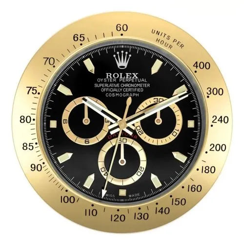 RLX Wall Clock Daytona Series Gold & Black